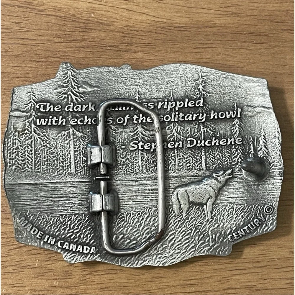 VTG Century  Wolf‎ Scenery Belt Buckle Yucon Canada Stephen Duchene Quote